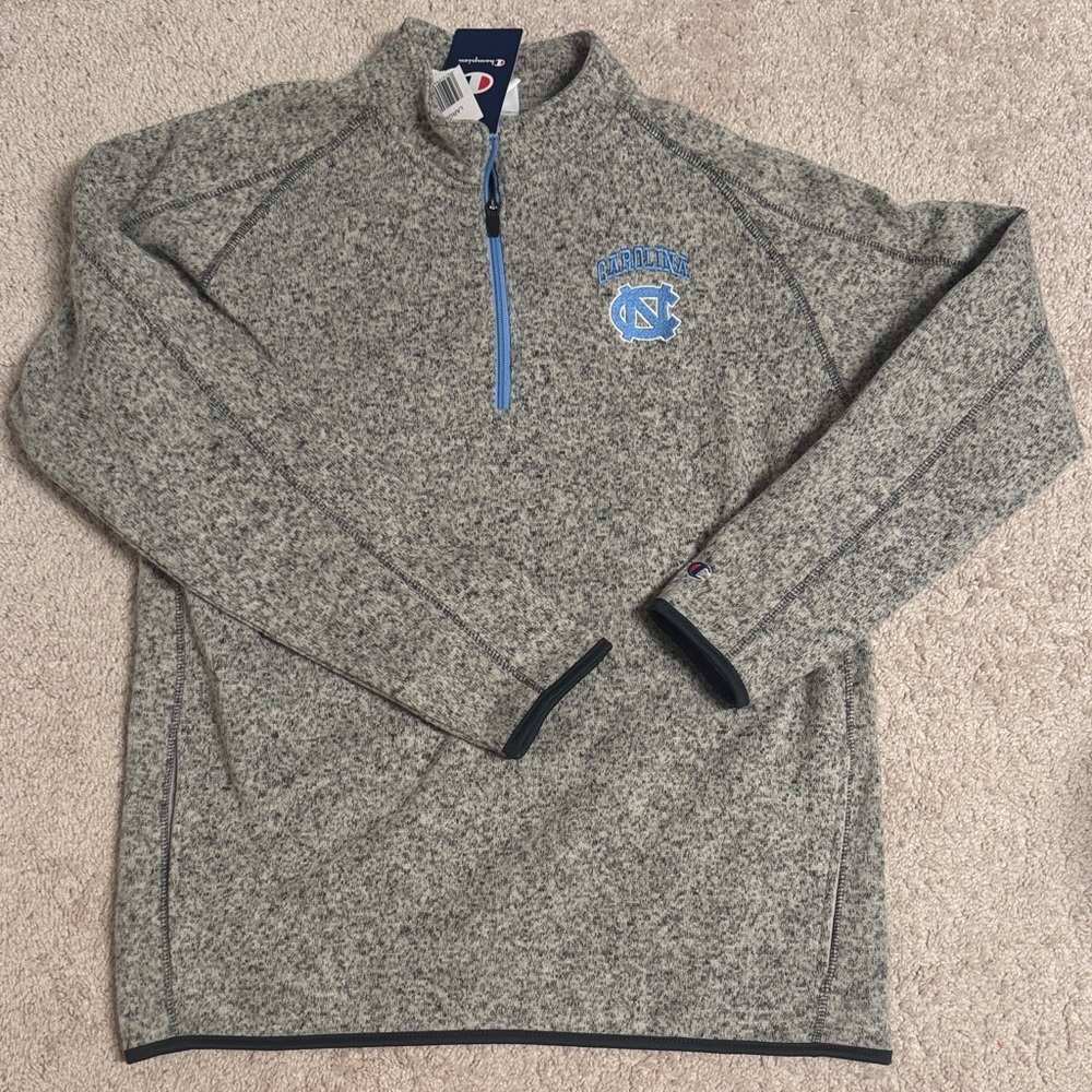 Champion Men's Heathered Gray Zip-Up Sweater size L